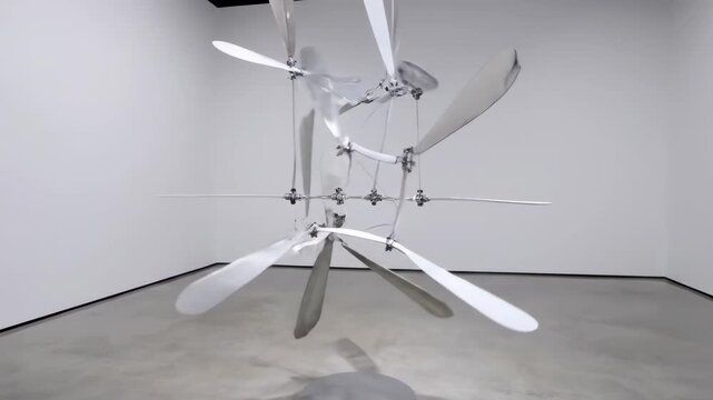 Abstract Metal Sculpture Displayed in a White Gallery Space