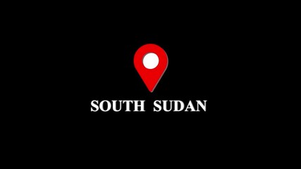 South Sudan location marker animation with transparent background