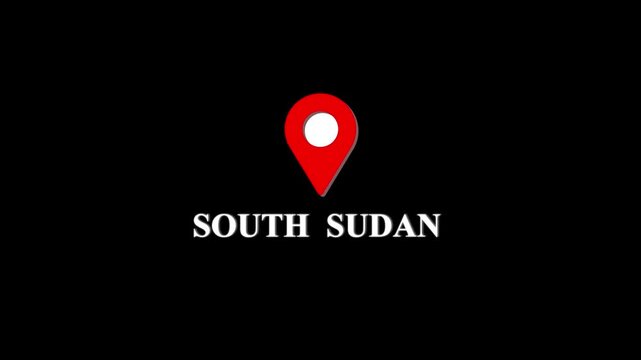 South Sudan location marker animation with transparent background