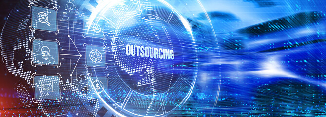 Business, Technology, Internet and network concept. Outsourcing Human Resources. 3d illustration