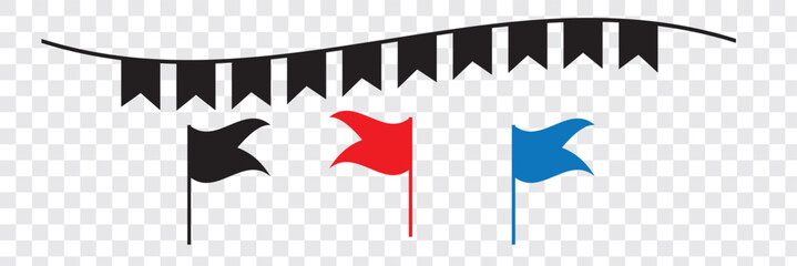 Carnival garland with flags. Decorative colorful party pennants for birthday celebration, festival and fair decoration. Vector illustration. EPS 10. Black Good collection Design. 