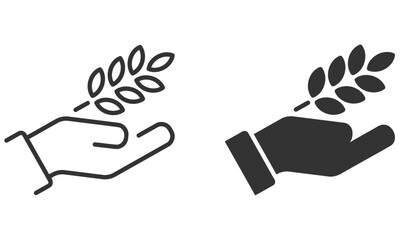 Wheat on a hand icon vector illustration