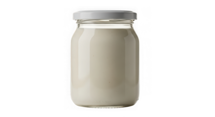Glass jar with vegan milk, healthy drink