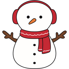  Cartoon Snowman with Scarf