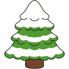 Cartoon Snow Covered Christmas Tree