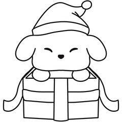 Puppy in Gift Box outline
