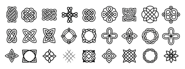 Celtic ornamental corners, irish border frame with knotted ornate designs, traditional celtic decoration, intricate knotwork corner elements, vector illustration.