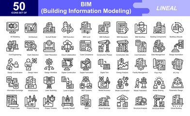 BIM building information modeling theme iconset