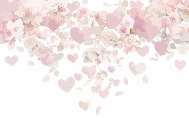 Delikatny pastelowy wz&oacute;r z serduszkami i kwiatami w akwarelowym stylu, idealny na walentynki.