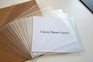 Transparent acrylic sheets fanned out demonstrating clarity and layers