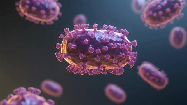 Microscopic animation of bacteria undergoing binary fission, scientific visualization