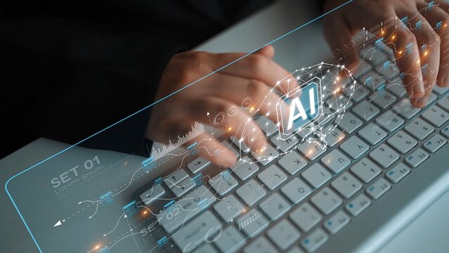 AI neural network and data processing system visualizing artificial intelligence with brain structure, chip, and connected data blocks for computation and learning Marrow