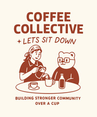 The Social Coffee Club – Vintage Organic T-Shirt Design | Minimal Coffee Quote Graphic for Barista & Café Lovers