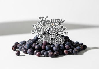 Festive New Year 2026 Typography Topper with Dark Berries