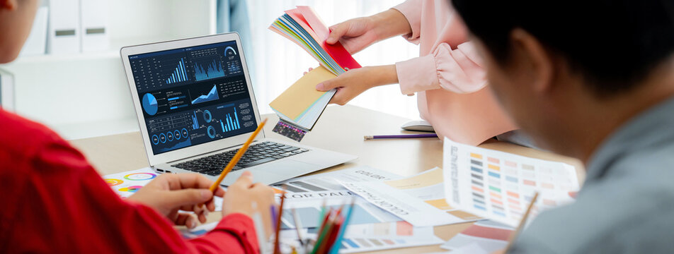 Business data dashboard provide business intelligence analytic for marketing strategy planning brisk with big data set to analyze customer demands and foreseeing business future - Powered by Adobe