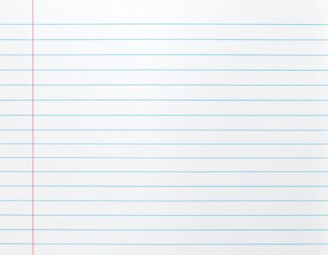 Blank lined notebook paper with red margin and blue horizontal lines.