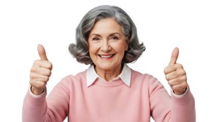 Senior Woman Thumbs Up Approval Success Happy Mature Female Portrait