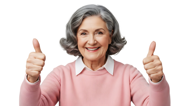 Senior Woman Thumbs Up Approval Success Happy Mature Female Portrait