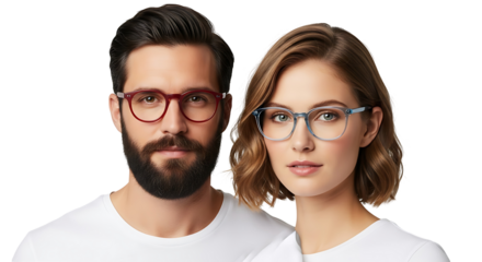 Eyewear Fashion Couple Wearing Stylish Spectacles Optical Trend Man Woman Glasses