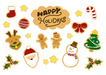クリスマスのクッキーのようなアイコンイラストセット　Set of Christmas cookies