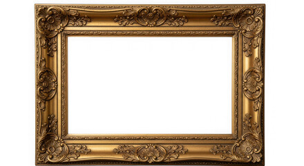 Ornate gold picture frame with an empty white center
