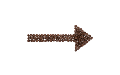 coffee beans arranged on a white surface, separated

