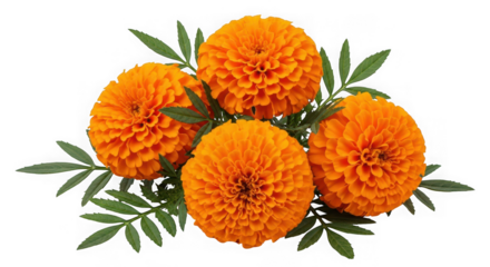 Four orange marigold flowers