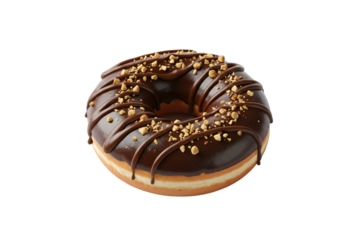 A delicious chocolate-covered donut on a white background with a clipping path

