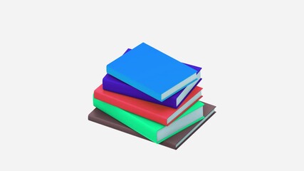 Colorful books falling into a stack, creating a dynamic education scene, perfect for back to school promotions and learning material campaigns