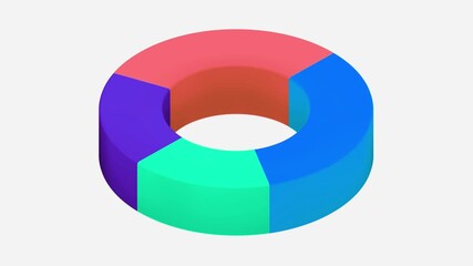 Dynamic 3D donut chart animation showcasing colorful business data segments for engaging presentations and reports with modern appeal