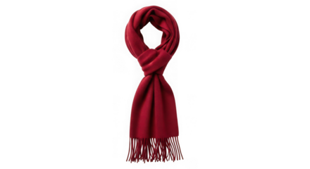 Elegant red scarf with tassels for cold weather