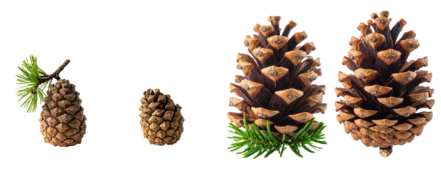 Rustic Pinecone and Branch Setup, isolated on transparent background 