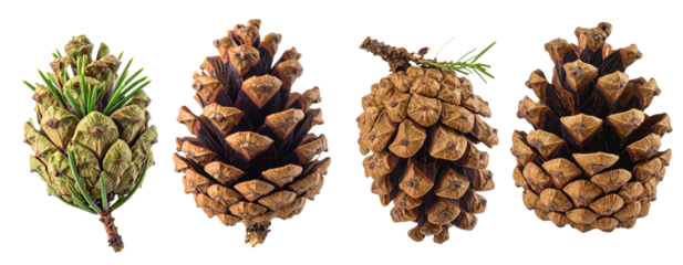  Rustic Pinecone and Branch Setup, isolated on transparent background