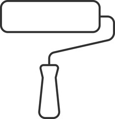 Paint Roller Line Art Icon – Editable Stroke Painting Tool Vector Illustration