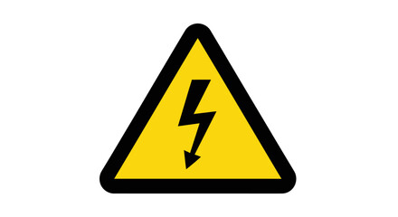 A yellow triangular warning sign with a black border and a black lightning bolt symbol indicating electrical hazard or high voltage.