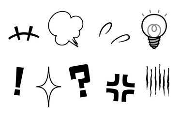 漫画のリアクションマーク素材セット。