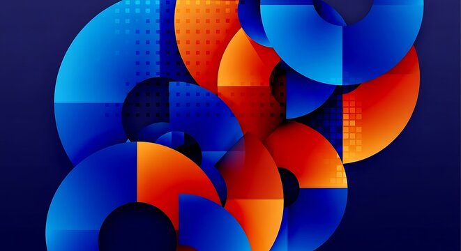 Dynamic abstract gradient blue orange geometric shapes pattern