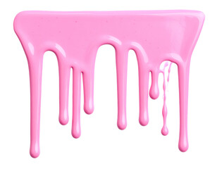 Glossy pink liquid dripping with fluid motion