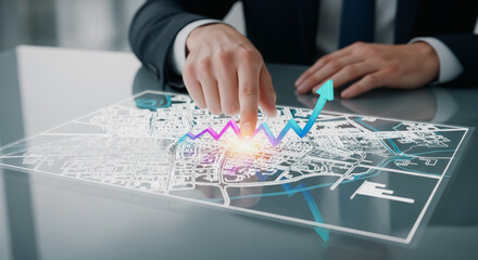 A Business Leader's Strategic Vision and Growth Projection on map.