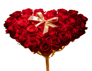 Romantic Bouquet of Red Roses with Ribbon PNG