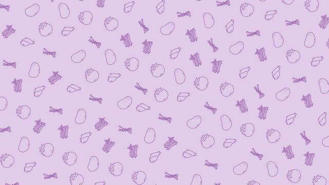 Light purple background with random food and bone shapes. Great for pet product packaging, food blogs, or restaurant promotions.