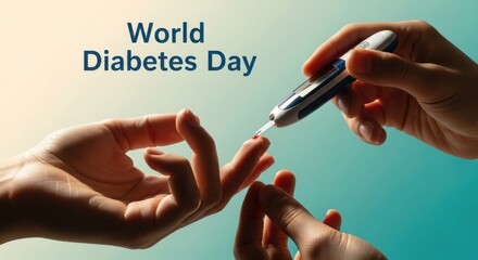 World diabetes day person using a blood glucose meter to check sugar level