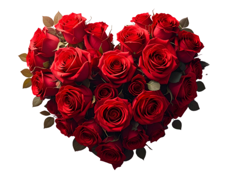 Heart-Shaped Arrangement of Red Roses PNG