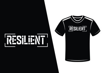 Black T-shirt Mockup with White Resilient Geometric Graphic Design strong