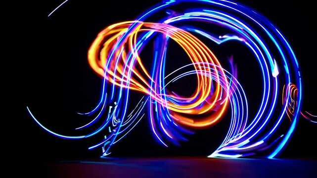 vivid 4k artistic footage colorful light streaks motion forming glowing trails abstract shapes symbolizing creativity movement digital energy