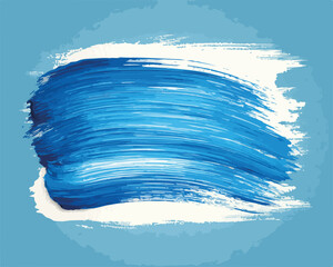 Pociągnięcie pędzlem z niebieską farbą na białym tle, nowoczesny abstrakcyjny element graficzny.