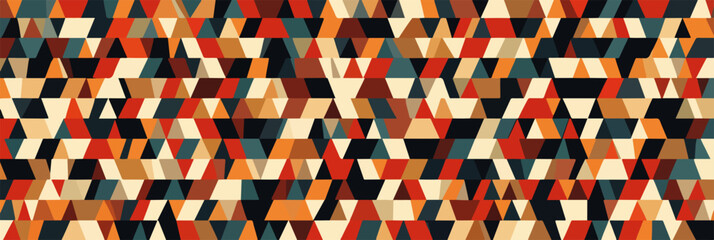 Abstrakcyjny wz&oacute;r geometryczny z romb&oacute;w i tr&oacute;jkąt&oacute;w w ciepłych kolorach, idealny do tła