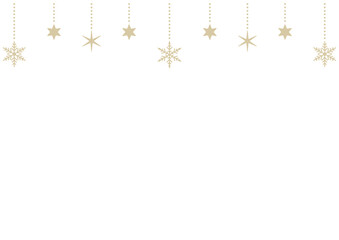 雪の結晶と星をあしらった吊り下げフレーム/シャンパンゴールドのシンプルな飾り