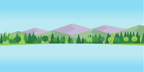 Obraz premium Spring Landscape Flat Vector Illustration