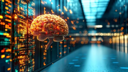 Exploring AI Innovation Brain Concept in a Data Center Environment Futuristic Viewpoint with Technology Focus